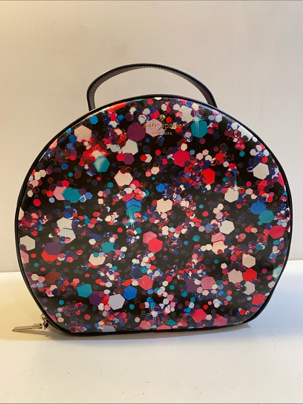 kate spade Black Multicolor Confetti Dome Satchel Cosmetic bag